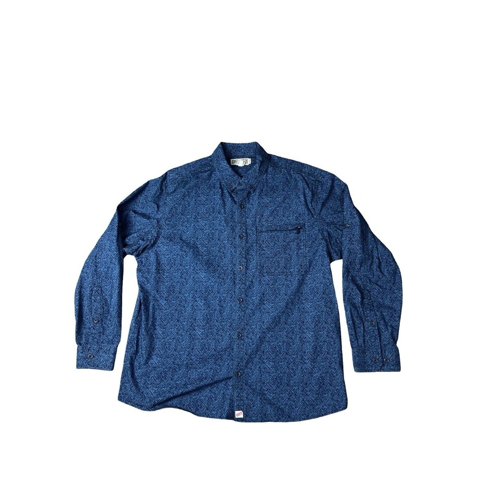 Duluth Mens Size XL Mens Canyoneer Long Sleeve Button Down Shirt Blue Zip Pocket - Picture 2 of 9